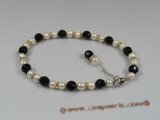 petc003 Elegant cultured pearl and crystal pet necklace