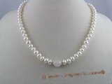pn001 7-8mm  white button shape pearls necklace
