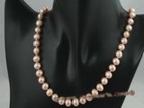 pn015 8-9mm pink cultured potato shape freshwater pearls necklace