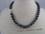 pn021 10-11mm black overtone cultured patato shape freshwater pearl necklace