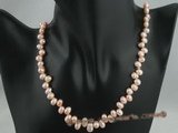 pn027 6-7mm pink side-drilled freshwater pearl necklace