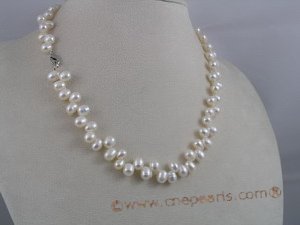 pn029 6-7mm white side-drilled freshwater pearl necklace