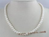 pn056 7-8mm white button shape cultured freshwater pearl necklace