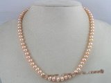 pn058 7-8mm pink button shape cultured freshwater pearl necklace