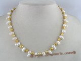 pn060 rare white peanut and 5-6mm potato cultured pearl necklace