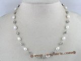 PN063 6-7mm white rice shape cultured pearl and silver fittings necklace