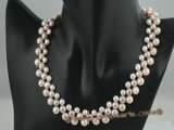 pn166 Three rows of multicolor gradual change bread pearl necklace