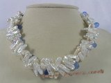 pn223 white biwa pearl with faceted crystal twisted necklace