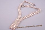 pn255 Hand knitted double rows V-necked bread pearl choker necklace for for brides