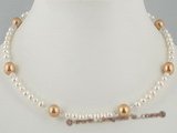 pn266 Designer Style white potato pearl choker necklace with shell pearl