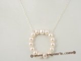 pn275 Sterling silver chain &circle potato pearl pendant necklace on sale