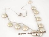 pn288 Hand warpped shining 925silver coin pearl necklace on sale