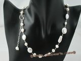 pn318 sterling silver white coin pearl and biwa pearl single necklace on sale