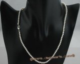 pn323 Stylish 3-4mm off round potato pearl single necklace in wholesale