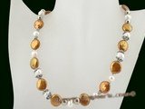 pn331 Enchanting 12-13mm coffee coin pearl costume necklace on sale