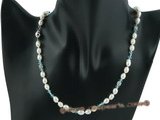 pn335 6-7mm Freshwater rice pearl costume necklace in wholesale
