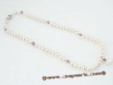 pn336 Wholesale 6-7mm potato pearl and crystal costume necklace