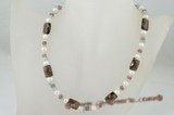 pn350 Stunning rich color pearl and smoking quartz spring necklace
