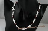 pn359 Stylish freshwater biwa pearl and red jade princess necklace