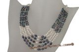 Pn374 Design low quality  black and white seed pearl layer necklace
