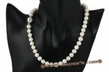 pn377 9-10mm white freshwater potato pearl princess necklace