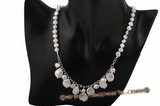 pn379 Sterling silver nugget and coin pearl princess Necklace in wholesale