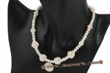 pn385 Fashion button pearl necklace with gradual pearl ball