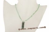 Pn393 Fashion green jade and coin pearl drop pendant necklace