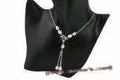 pn399 Hand wired 925silver rolo chain& nugget pearl princess necklace