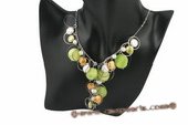 pn402 Hand wired coin pearl and shell chain necklace