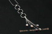 pn404 Multicolor drop pearl sterling silver pendant necklace