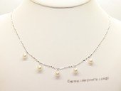 pn405 6-7mm teardrop pearl sterling sivler chain necklace