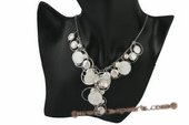 pn411 Hand wired white coin pearl and shell princess necklace