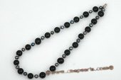 Pn420 Hand Knotted Potato pearl& Agate Beads Princess Necklace