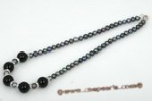 Pn422 Handcrafted Freshwater Potato Pearl & Agate Prom Necklace