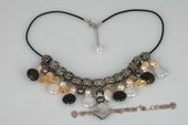 Pn440 Affordable Mutilcolor Pearl and Shell Princess rubber cord Necklace
