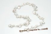 pn449 Sterling Silver White Keishi Pearl Princess Necklace