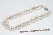 Pn471 Gorgeous Sparking Crystal& Rice Pearl Costume Necklace