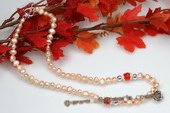 Pn479 Stylish Pink Cultured Nugget Pearl Princess Necklace