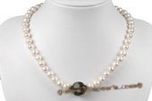 Pn480 Designer 8-9mm White Freshwater Potato Pearl Costume Necklace