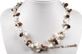Pn489 White Freshwater Keishi Pearl and Tiger Eye's Princess Necklace