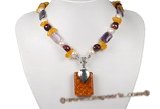 pn510 amethyst beads,man made amber ,freshwater pearl necklace