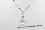pn514 6-7mm white rice pearl drop necklace in sterling silver