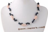 Pn529 Trendy Black and Pink Cultured Pearl Princess Necklace