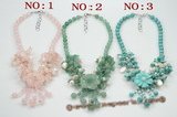 pn534 beautiful flower jewelry necklace mixed with pearl and colorful gemstone beads