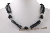 Pn535 Popular Black Potato Pearl and Black Agate Princess Necklace