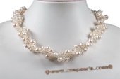 Pn550 Unusual Hand Knitted Freshwater Pearl Wave Necklace