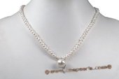Pn551 Elegant Hand Knotted Cultured Pearl Necklace with 925Silver Pendant