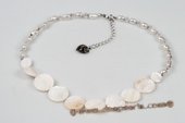 Pn556 Hand Crafted Rice Pearl and Gradual Shell Princess Necklace