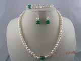 pnset026 white button shape cultured pearl necklace,bracelet&earrings sets